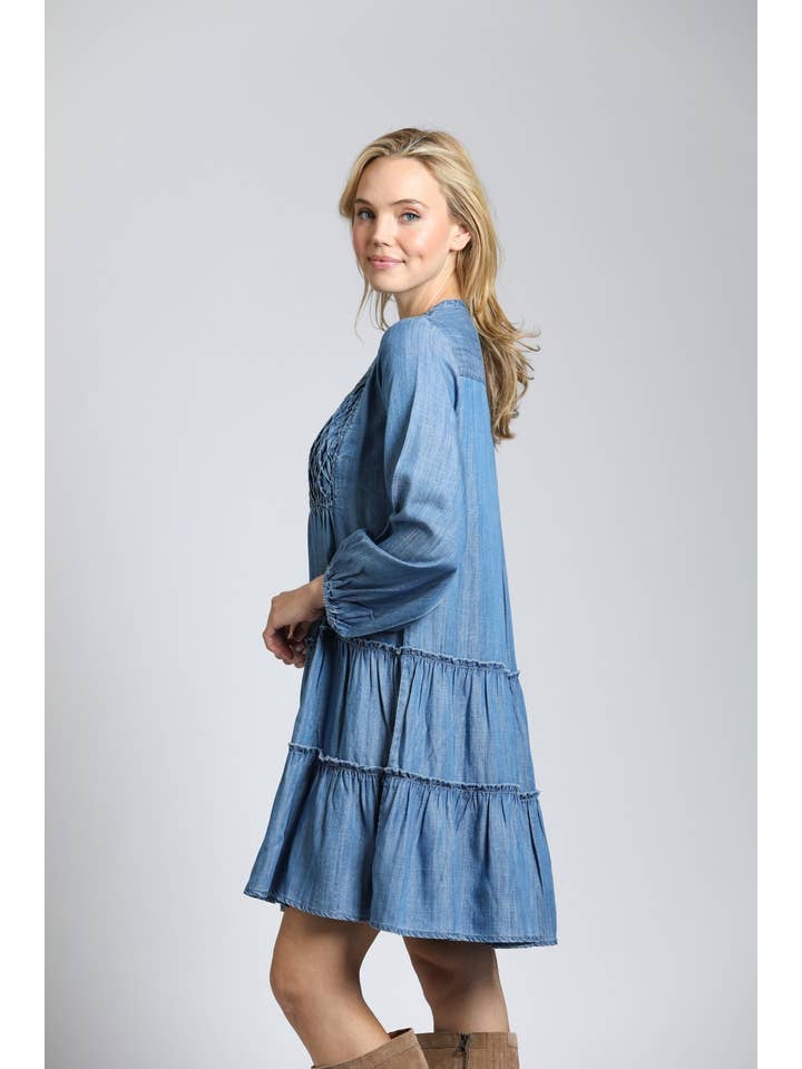 APNY - Wholesale Dress - Women's - Tencel Dress With Smoked Tuck Detail