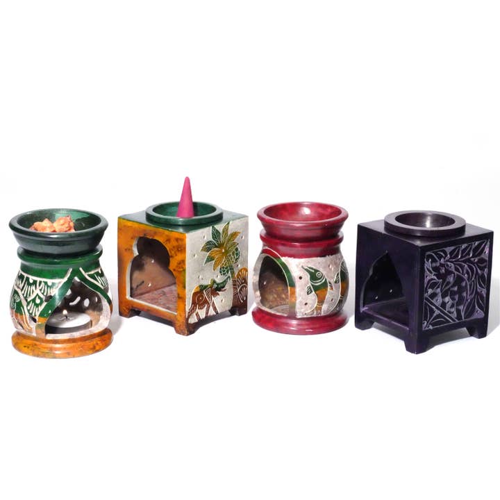 Steinfarbige Aromalampe, 4er-Set - 10 cm hoch für den Großhandel von R. Expo/Song of India