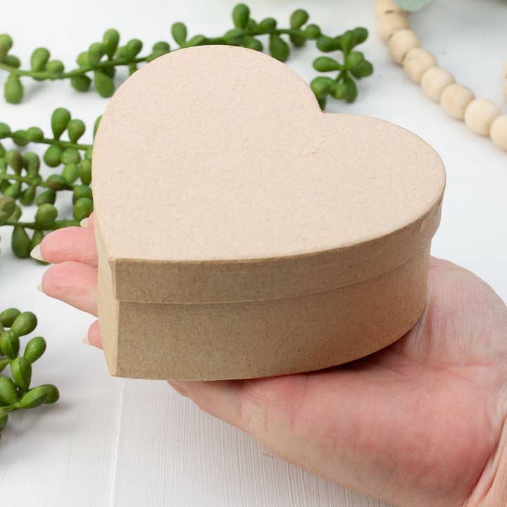 Factory Direct Craft - Wholesale Decorative Box - Paper Mache Small Heart Boxes - 5" L x 4-1/2" W x 2" H