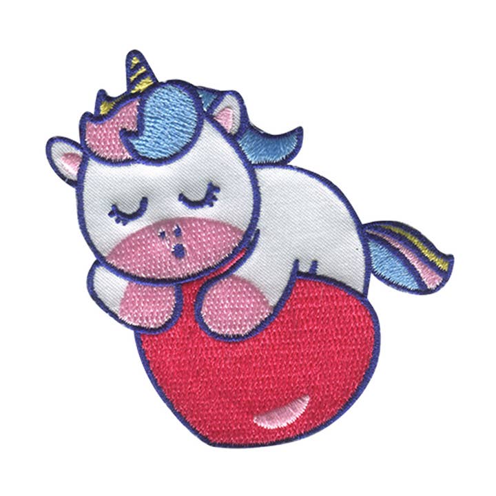 Iron on Patch - Sleeping Unicorn Heart for wholesale by Catch the Patch