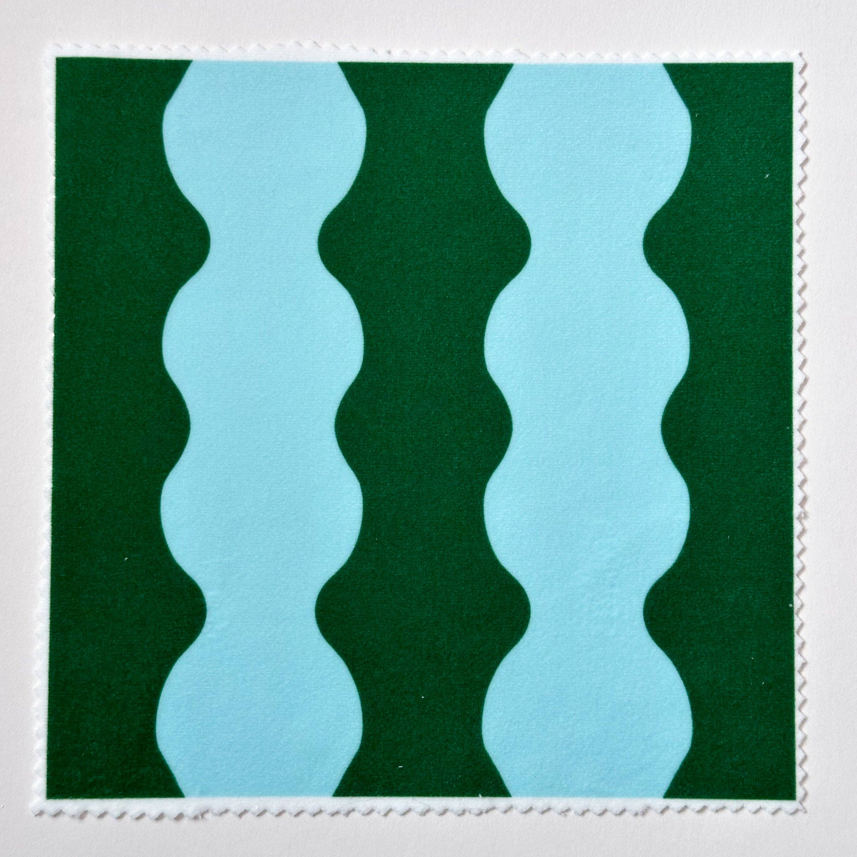 Sorbet Dreams - Wholesale Fabric - ‘Wiggle With Me’ wavy fabric in cyan blue and forest green colours1