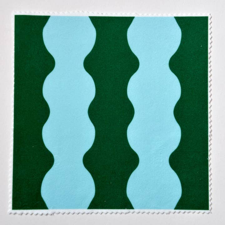 Sorbet Dreams - Wholesale Fabric - ‘Wiggle With Me’ wavy fabric in cyan blue and forest green colours1