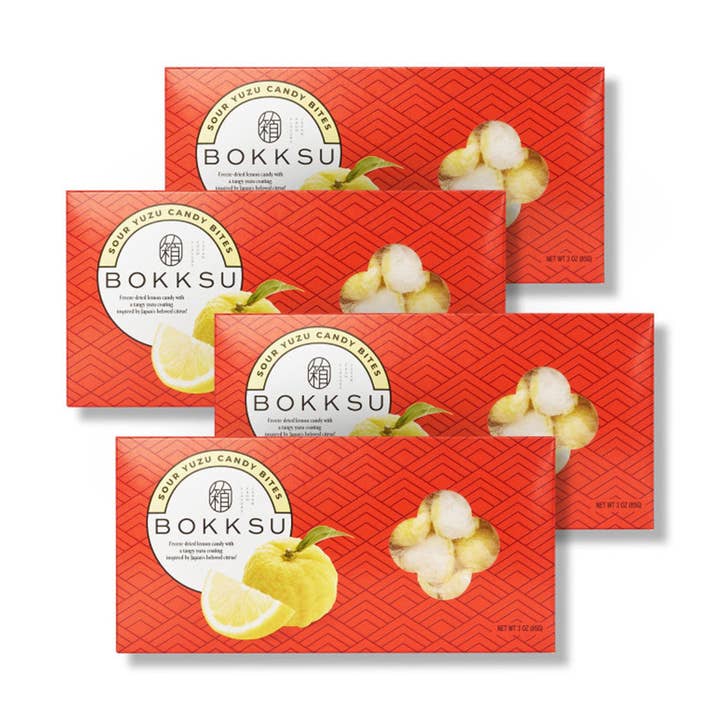 Bouchées de bonbons japonais au yuzu acidulé (lot de 4) pour la vente par Bokksu