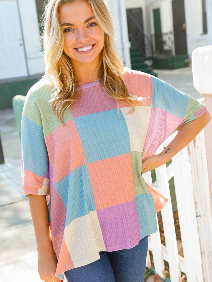 Blokprint Wafelkatoenen T-shirt (3 stuks) voor wholesale door Promenade