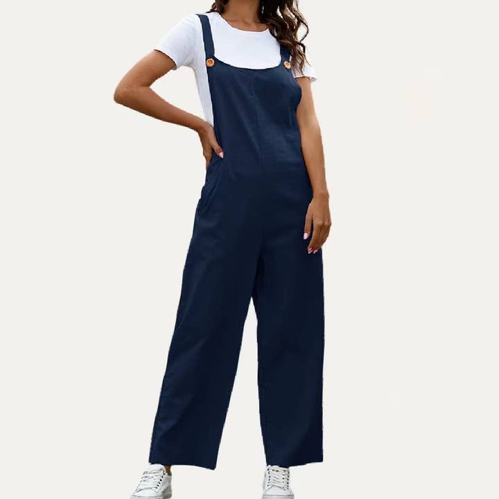 The Moment Collection - Wholesale Overalls - Women's - Cool Girl Solid Lightweight Wide-Leg Overall4