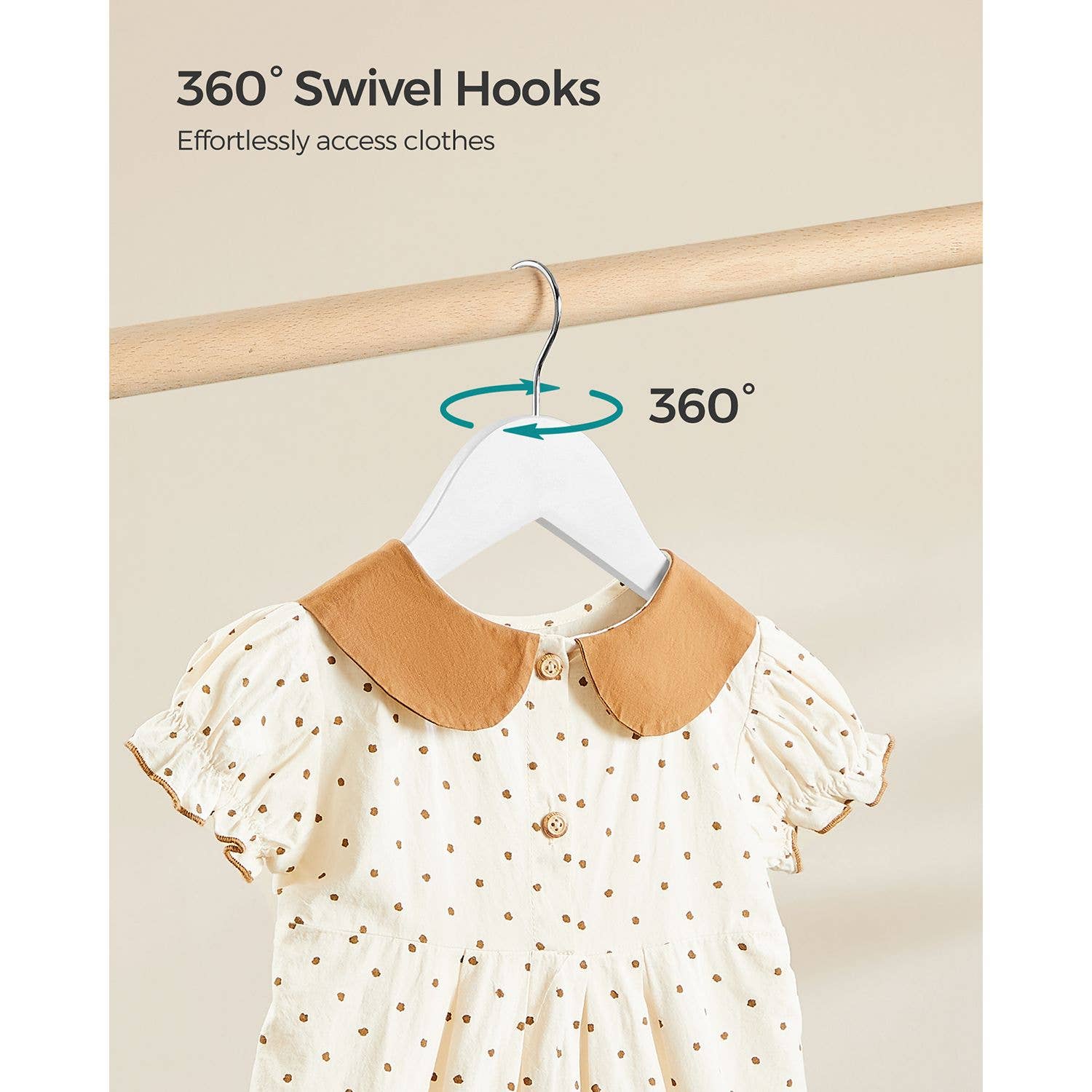 Greenwestons – wholesale Galgar – Greenwestons 20-pack barnklädhängare i trä med byxhängare och vridbar krok4