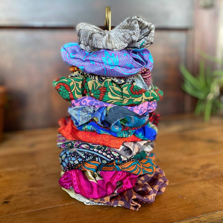 Repurposed Silk Scrunchie | Made From Upcycled Silk Scraps for wholesale by Seeds