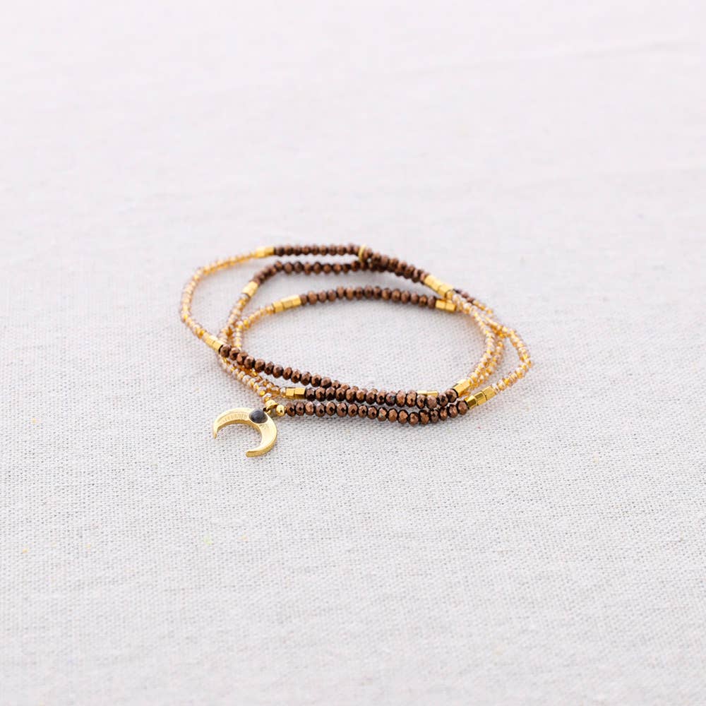 Sonata – wholesale Beaded bracelet – Elastic Steel Beaded Bracelet with Horn Pendant0