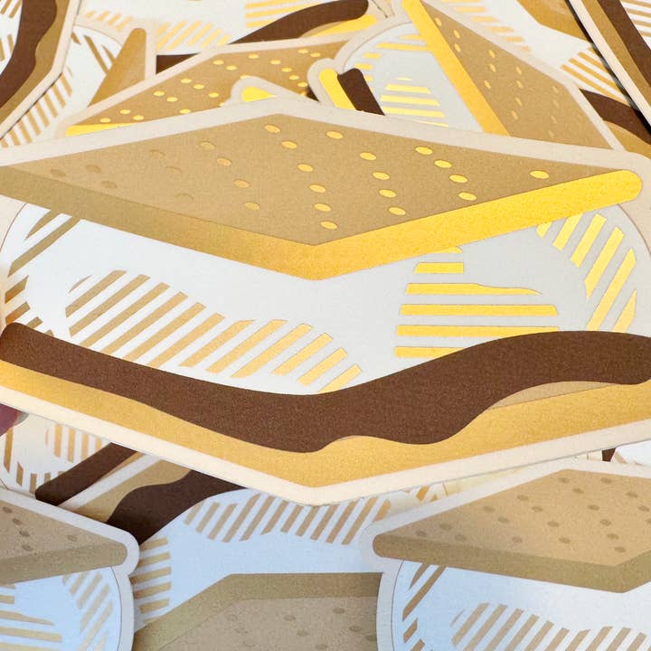 Studio Pop Online - Wholesale Sticker - S'mores Matte Metallic Sticker - 4 in x 2.5 in