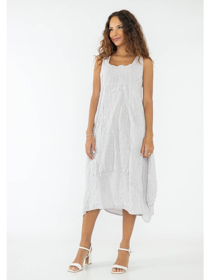 LINEN & COTTON HOUSE - Wholesale Dress - Women's - ROBE EN LIN 322 8119 RAYÉE PRINTEMPS ÉTÉ VÊTEMENTS25