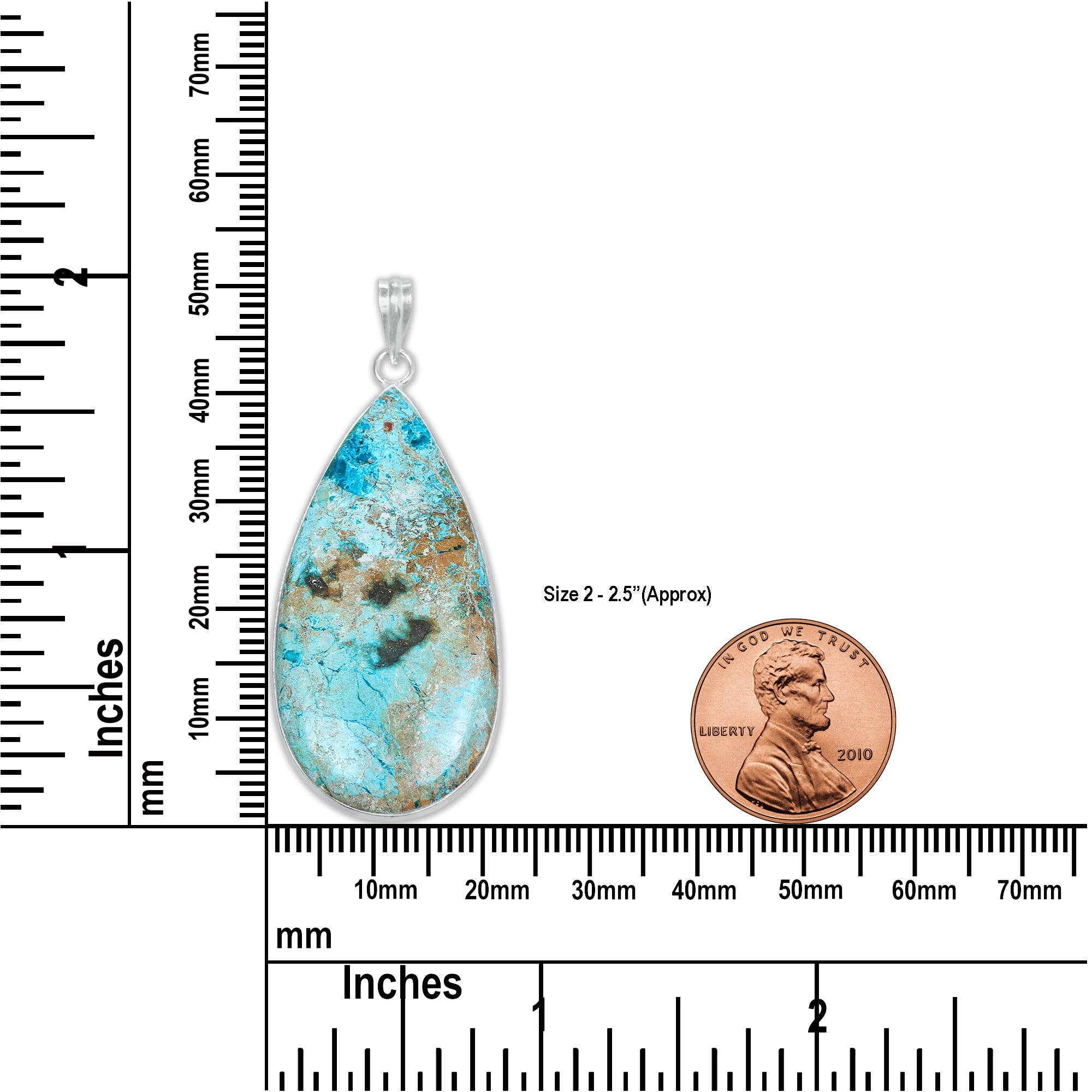 Handmade Jewels - Wholesale Individual Charm/Pendant - Chrysocolla Minimalist Pendants -  Handmade, Silver-Plated Brass, Wholesale1