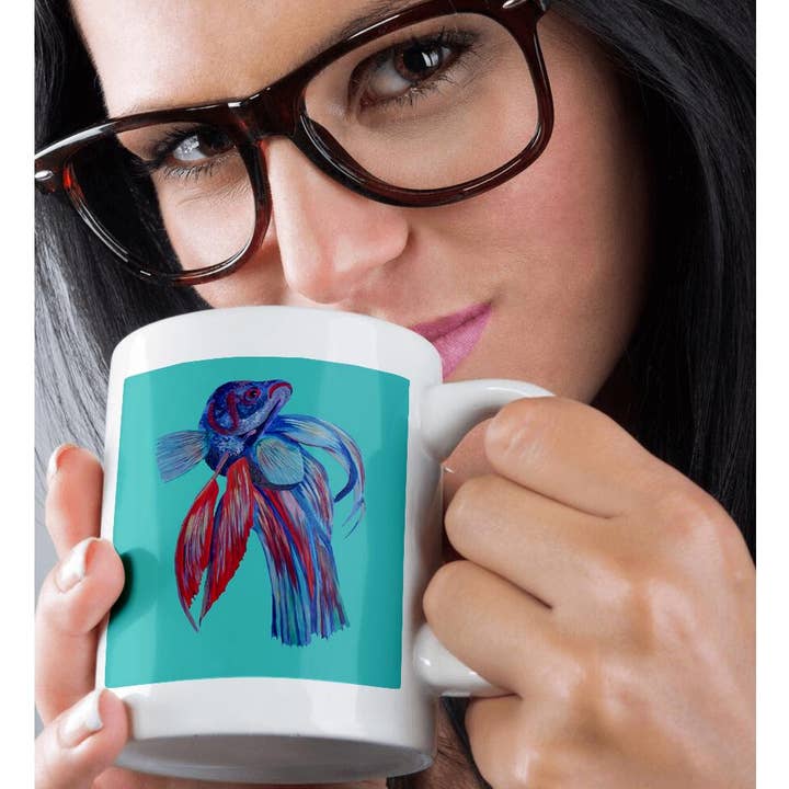 3dRose - Wholesale Coffee Mug - 3dRose, Blue and Red Siamese Fighting Fish Betta Splendens, Mug9