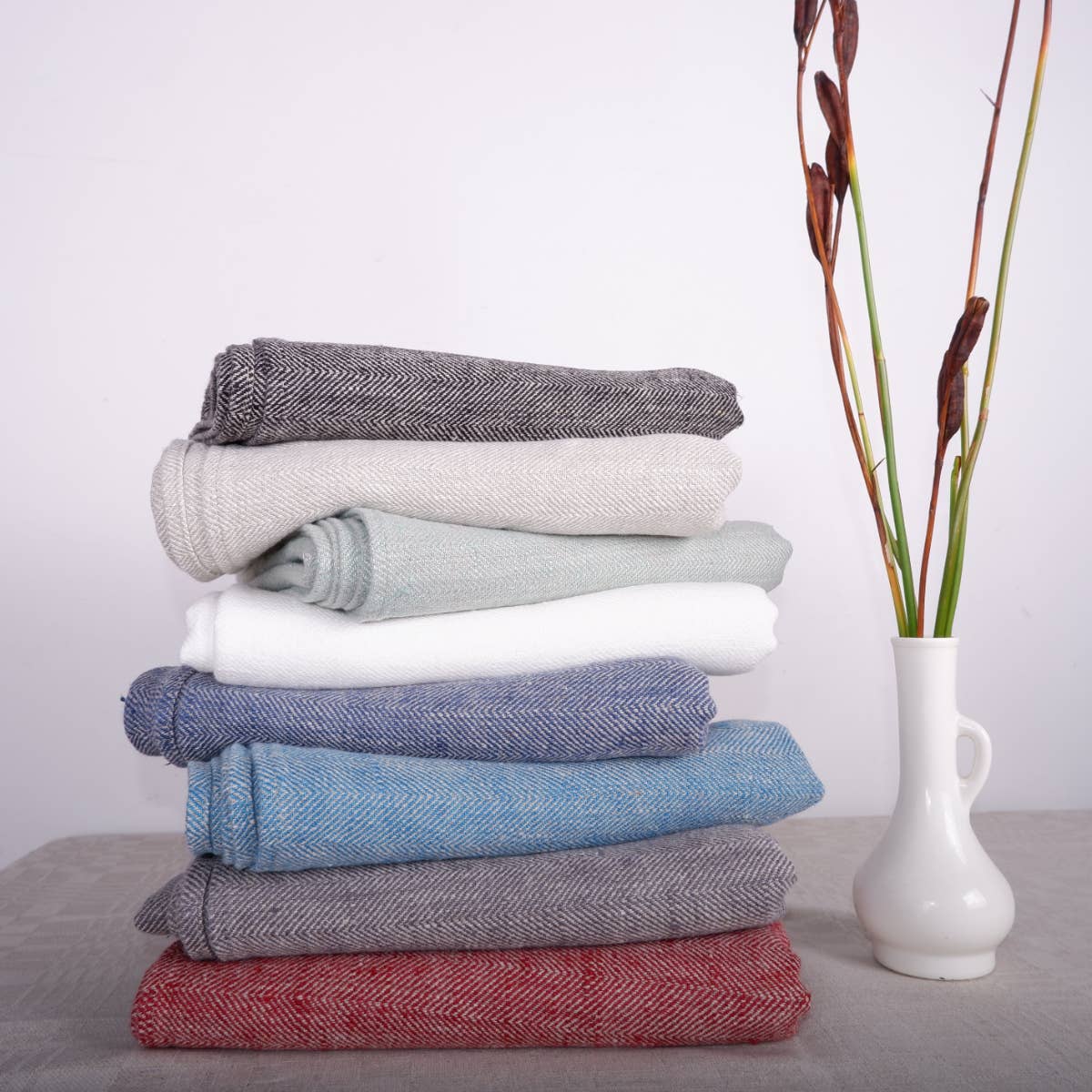 NorraVilla - Wholesale Bath Towel - Herringbone Linen Towel - Mint12