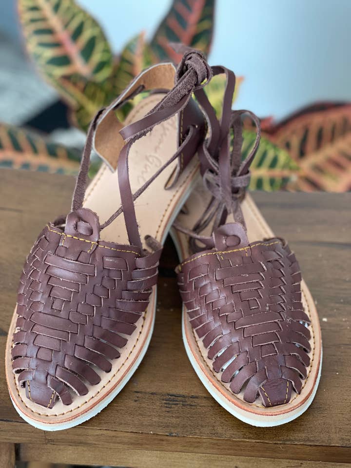 Agave Girl - Wholesale Sandals - Women's - Alondra Lace-Up Huaraches - Dark Brown1