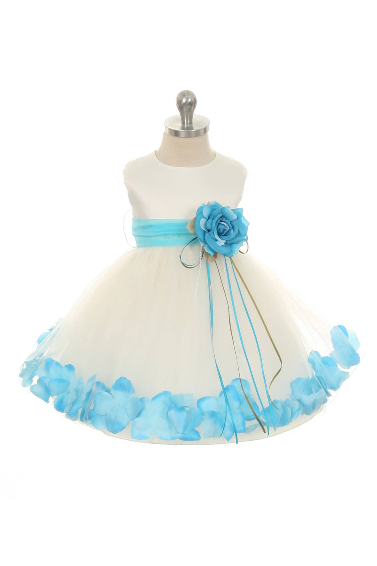 Kid's Dream - Wholesale Dress - Baby - Satin Flower Petal Baby Dress with Organza Sash0