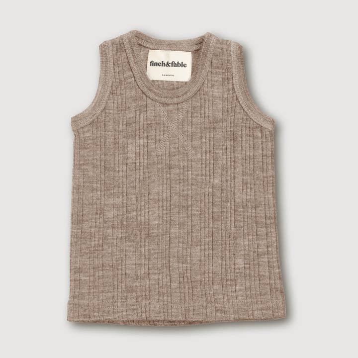 Wool Rib Singlet - Sand for wholesale by Finch & Fable