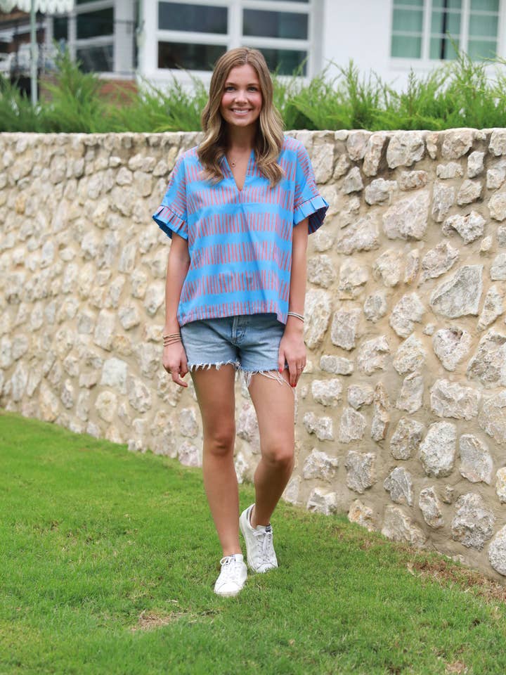 Cheer Gear Pleated Kimono - Blue and Navy Collection for wholesale by Brooke Wright Designs