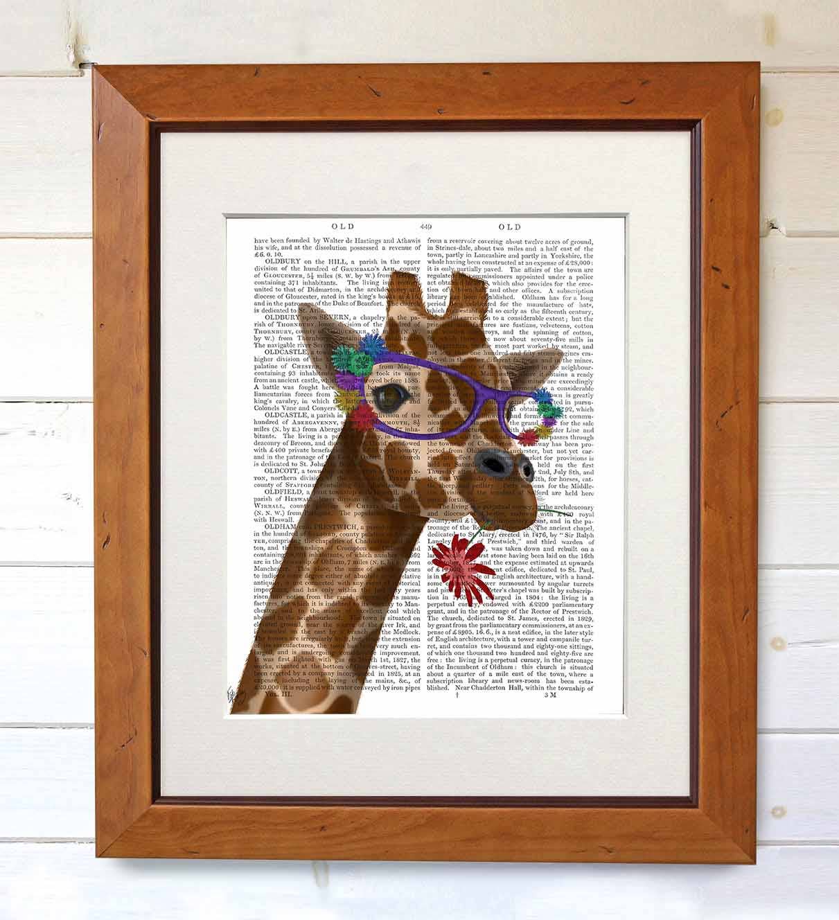 FabFunky Ltd - Wholesale Art Print - Giraffe and Flower Glasses 2, Book Print / Art Print2