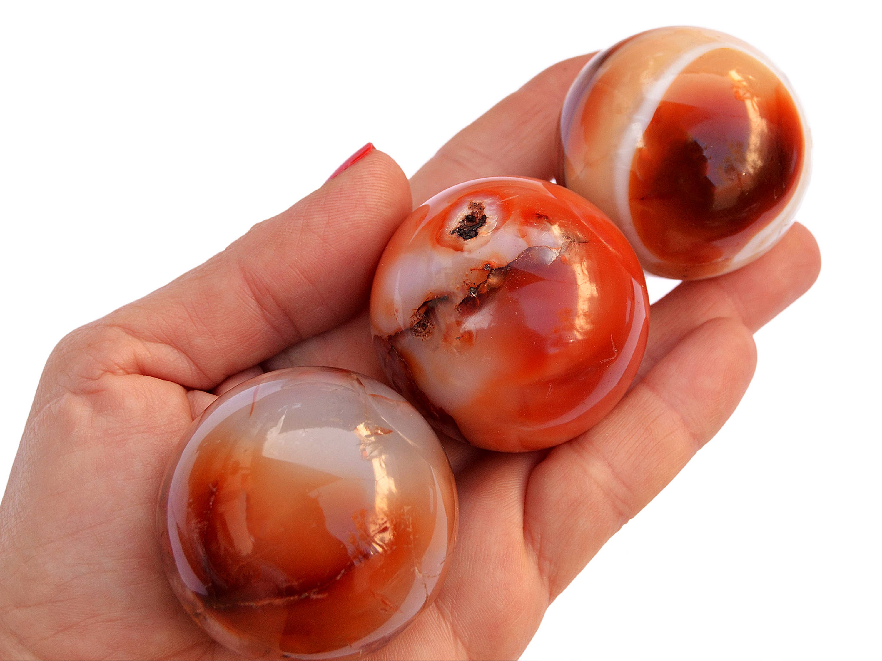 Kaia & Crystals - Wholesale Spiritual Stone/Crystal - Carnelian Sphere Stone (5-6 Pcs) - (45mm - 65mm) 1 kg Lot5
