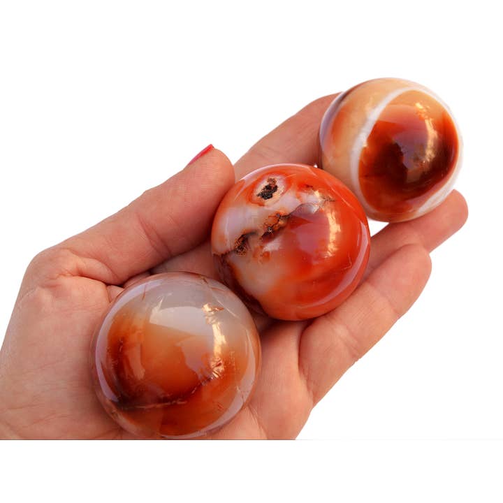 Kaia & Crystals - Wholesale Spiritual Stone/Crystal - Carnelian Sphere Stone (5-6 Pcs) - (45mm - 65mm) 1 kg Lot5