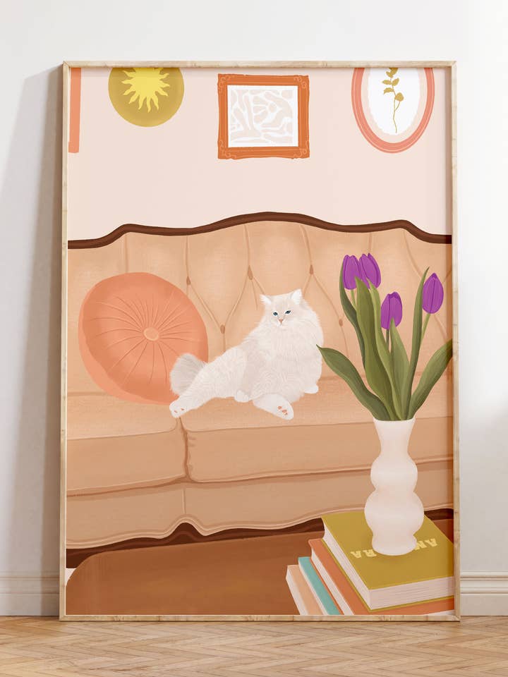 Cat Lounging Art Print for wholesale by Illustrations Its Funny Howww Inc