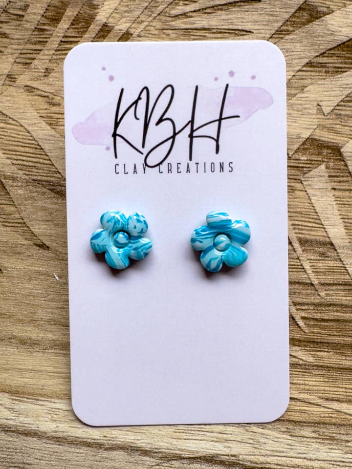 Under The Sea Flower Stud Handmade Clay Earrings for wholesale by KBH CREATIONS