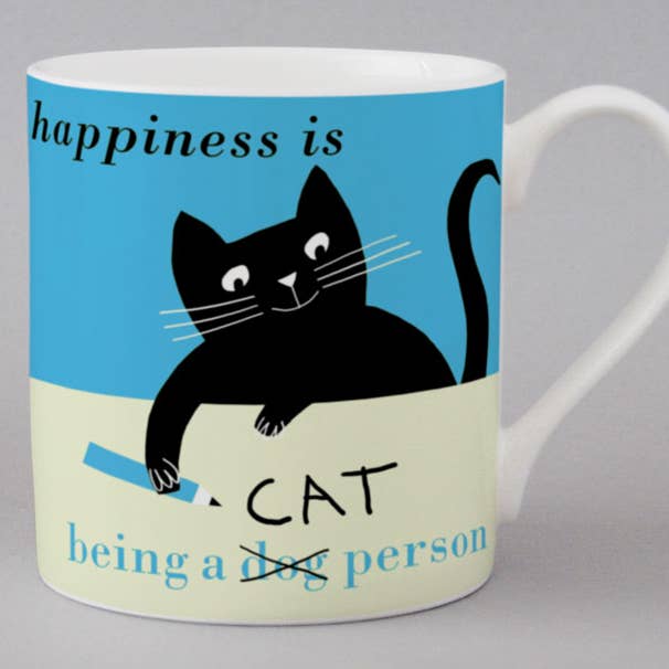 Happiness Cat Pencil Bone China Mug Turquoise for wholesale by Repeat Repeat