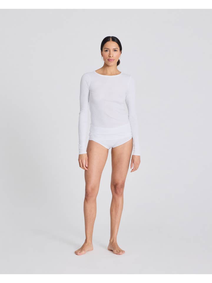 gai-lisva - Wholesale T-Shirt - Women's - Lise L/S Cotton Top 3x2x Rib GOTS 243975 - White