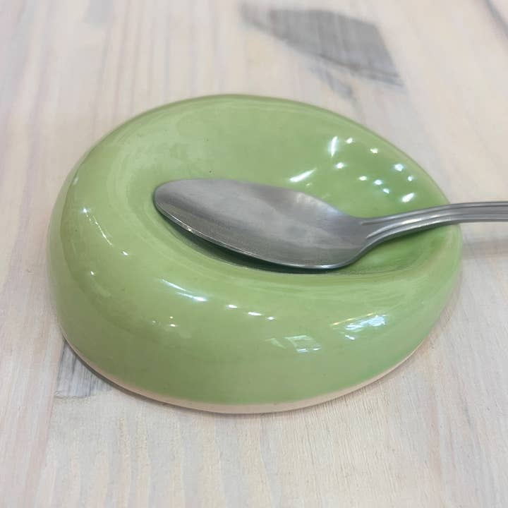 Coffee Spoon Rest Ceramic- Green for wholesale by scarlettwares