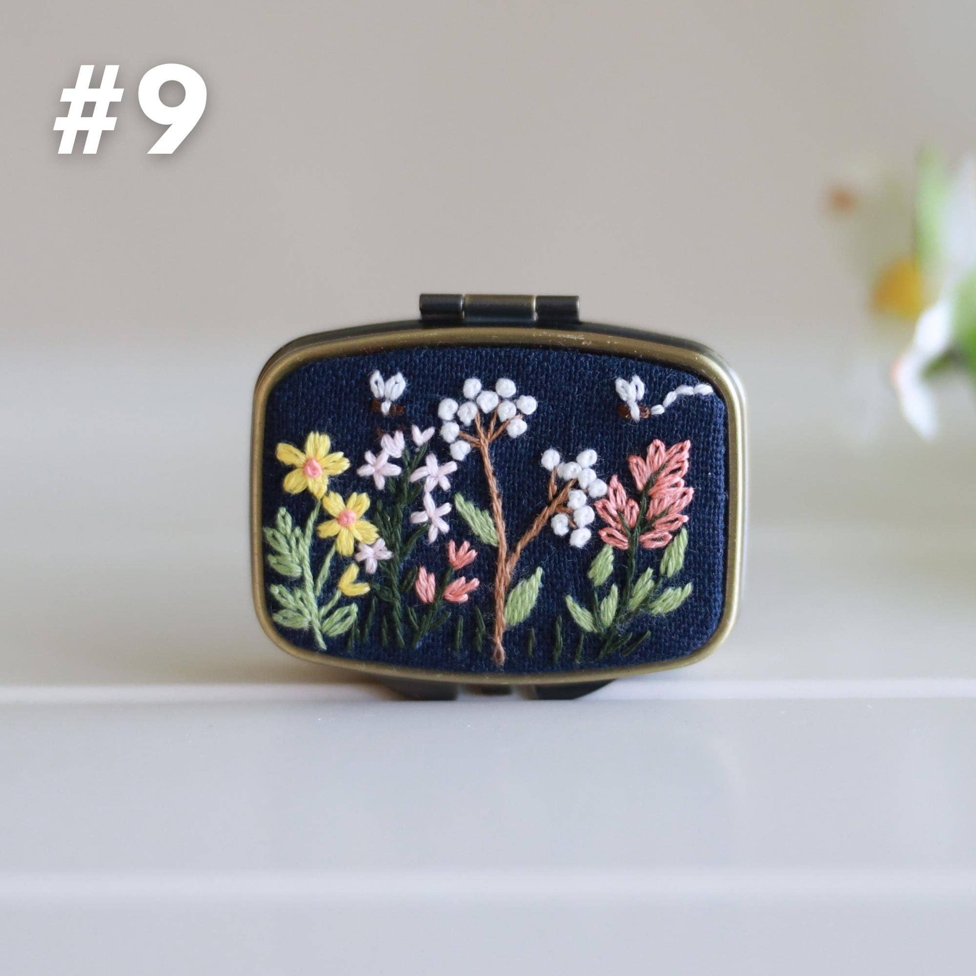 Finer Embroidery - Wholesale Jewelry Box/Organizer - Mini Floral Embroidered Jewelry Box with Mirror5