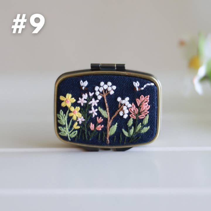 Finer Embroidery - Wholesale Jewellery box/organiser - Mini Floral Embroidered Jewelry Box with Mirror5