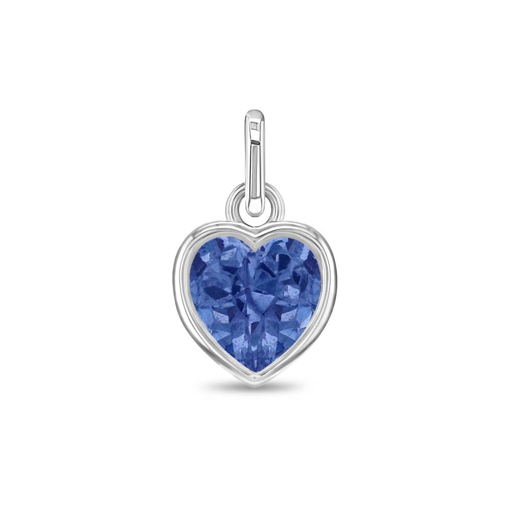In Season Jewelry – wholesale Individual charm/pendant – Birthstone Heart Charm for Charm Bracelet - Sterling Silver23