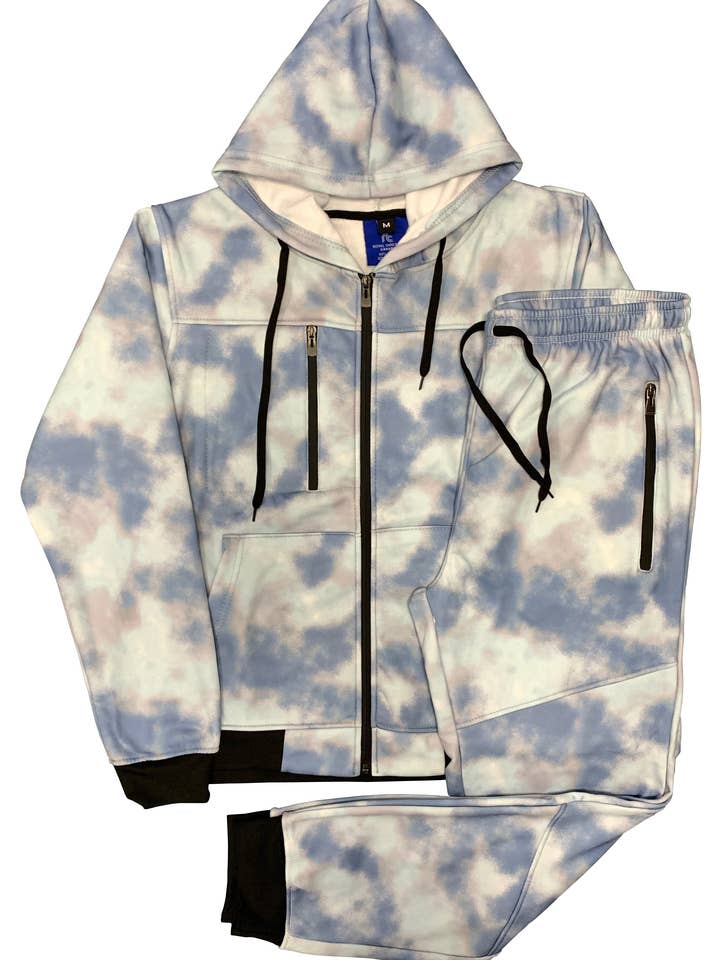 Mænds plads Print Sweatsuit Fleece Jogging buksedragt matchende for engroshandel hos Royal Threads