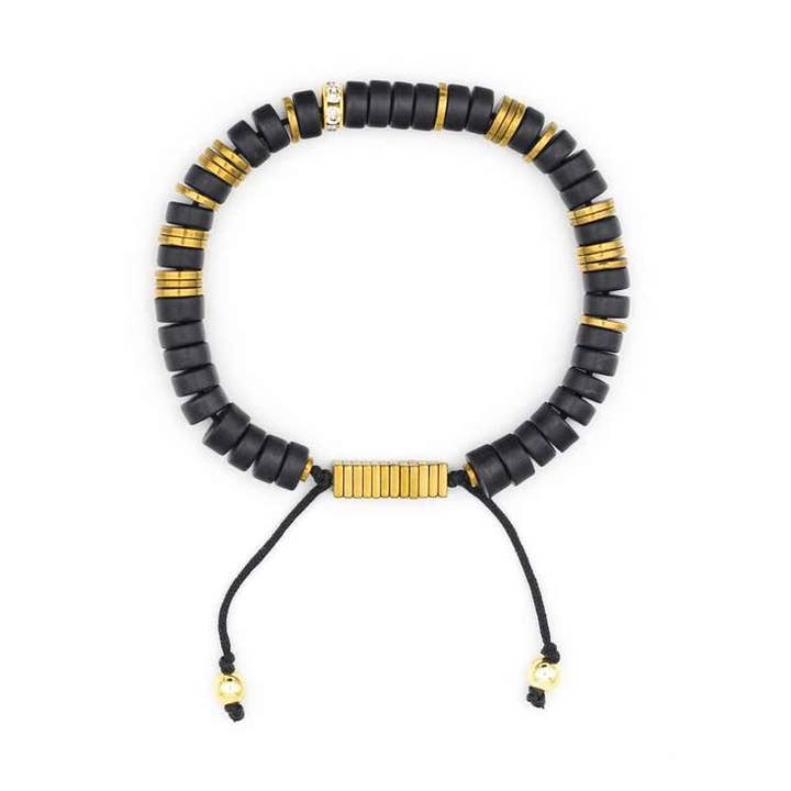 Bracciale Heishi con turchese nero ed ematite per la vendita all'ingrosso da parte di Popvibe