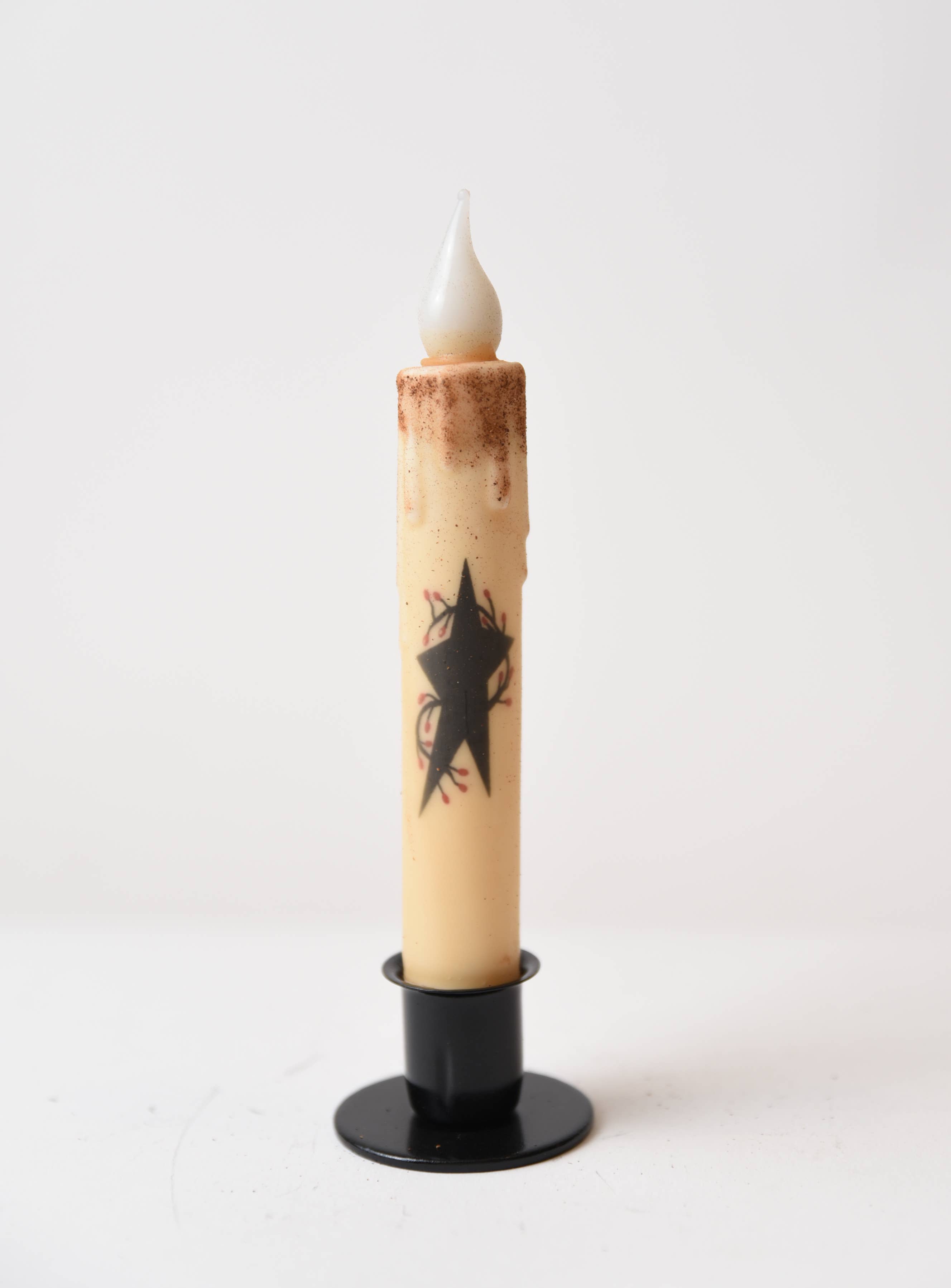 LMS Wholesale - Wholesale Flameless Candle - Black Star with Berries LED Timer Taper Candle1