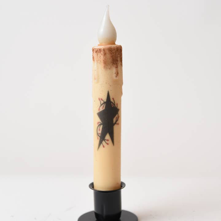 LMS Wholesale - Wholesale Flameless Candle - Black Star with Berries LED Timer Taper Candle1