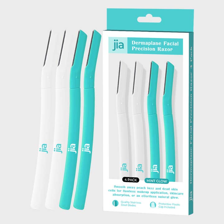 Jia Dermaplane Facial Precision Razor 4 Pack in Mint Glow for wholesale by jia Personal Care