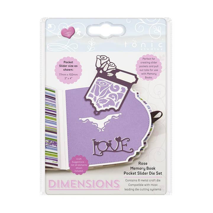 Tonic Studios - Dimensions - Rose Memory Book Pocket Slider Die Set - 2508E for wholesale by Tonic Studios