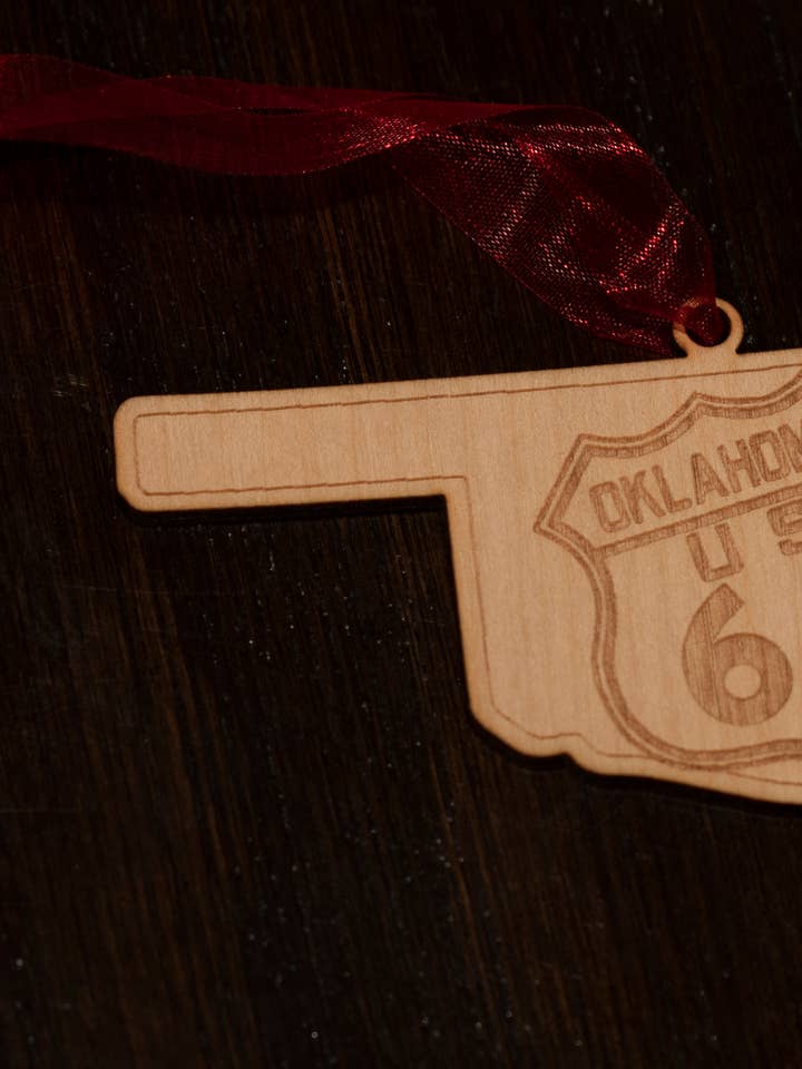 Route 66 Oklahoma Journey Christmas Ornament for wholesale by Timeless Engraving