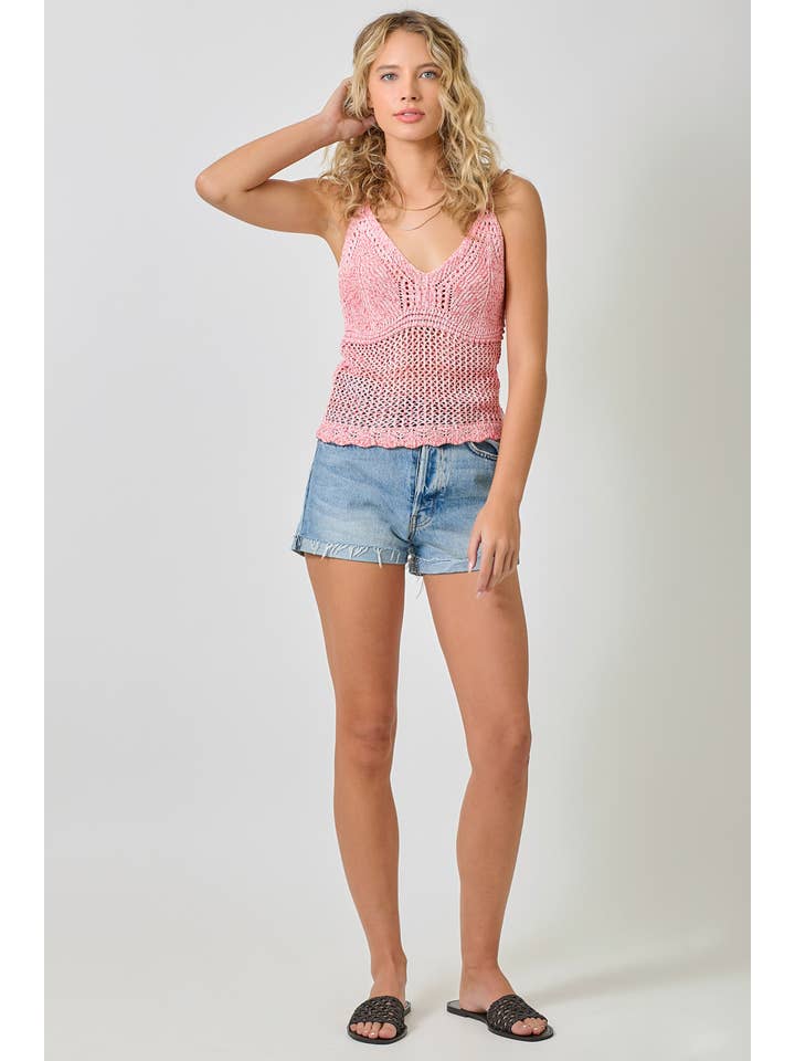 Mystree - Wholesale Camisole - Women's - 61099 Crochet Style Knit Cami
