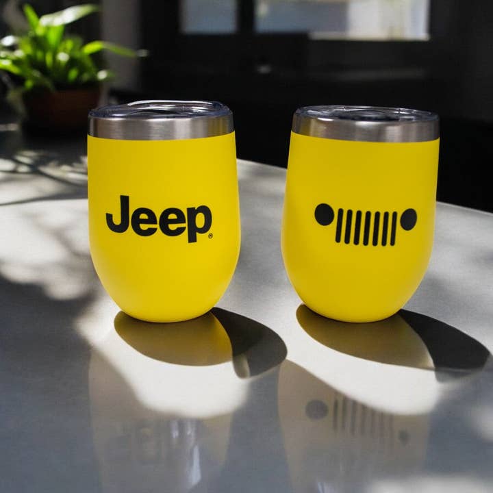 Jeep Insulated Wine Tumbler - Yellow Matte for wholesale by Detroit Shirt Co.
