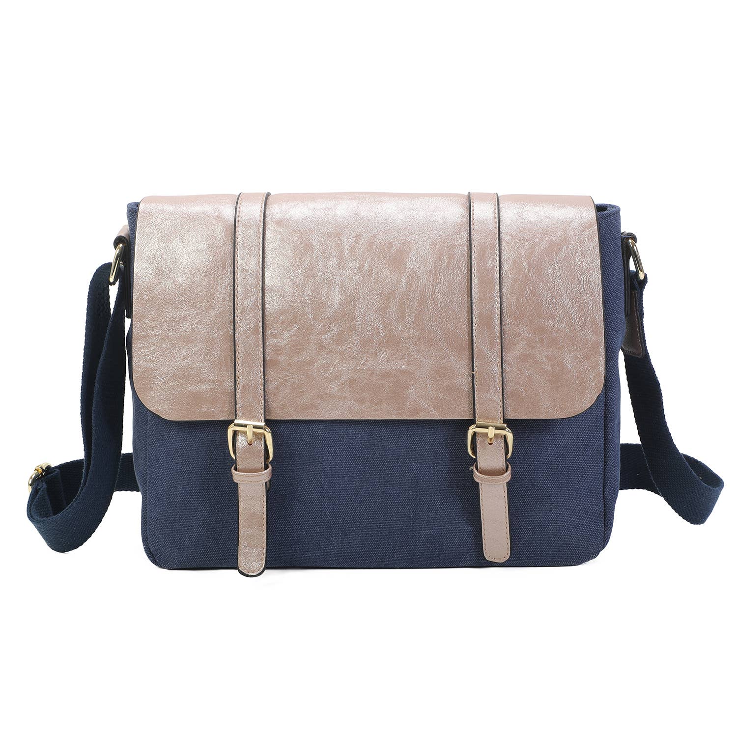 INES DELAURE - Wholesale Shoulder Bag - Women's - Dual-material shoulder bag in very light canvas0