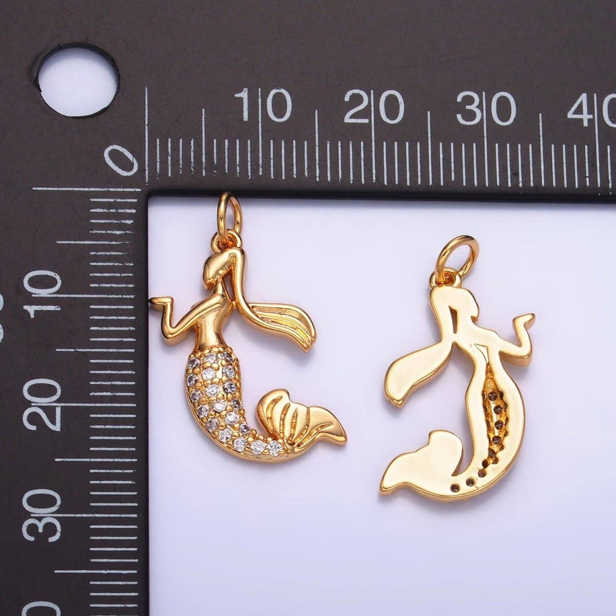 Aim Eternal - Wholesale Individual Charm/Pendant - 24K Gold Filled Mermaid Micro Paved CZ Sea Charm | W2341