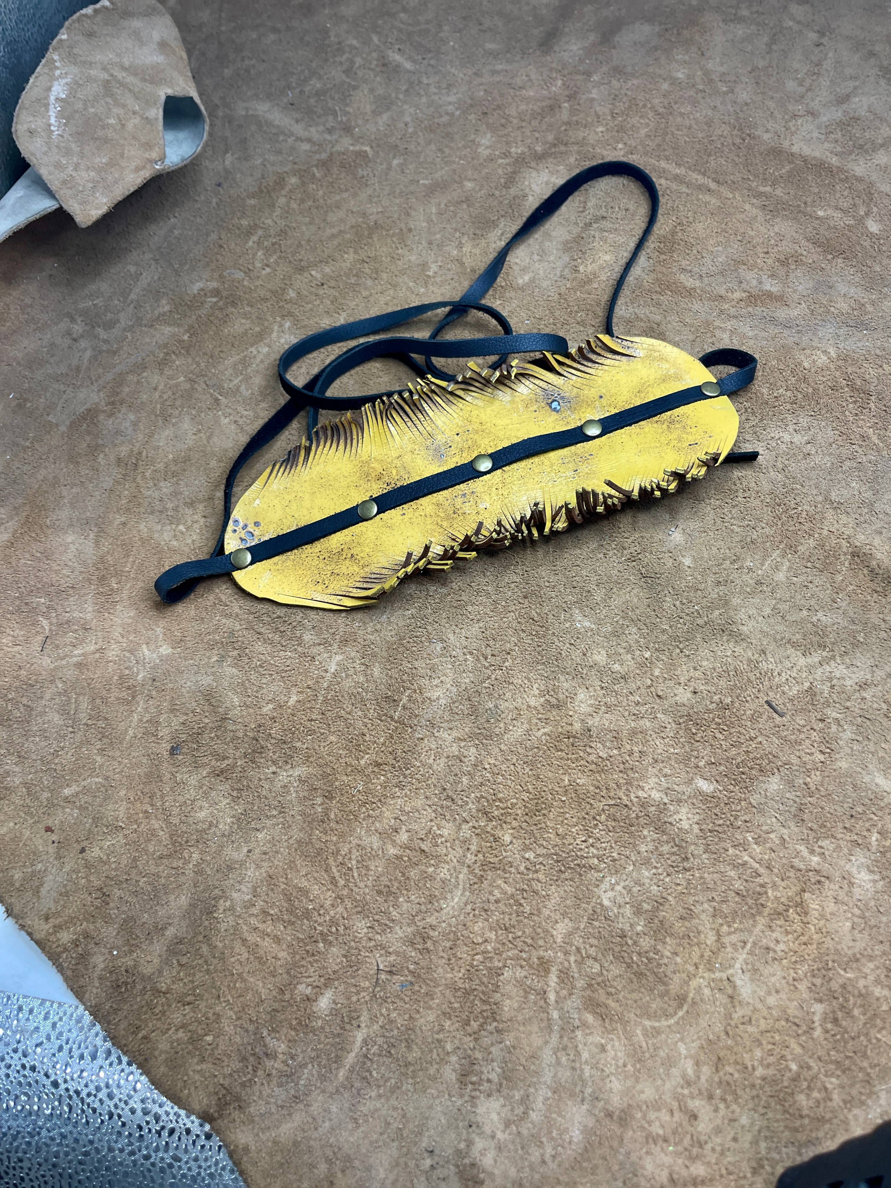 A Rare Bird Shop - Wholesale Hat Accessory - Women's - Mustard Hand Cut Feather Hatband2