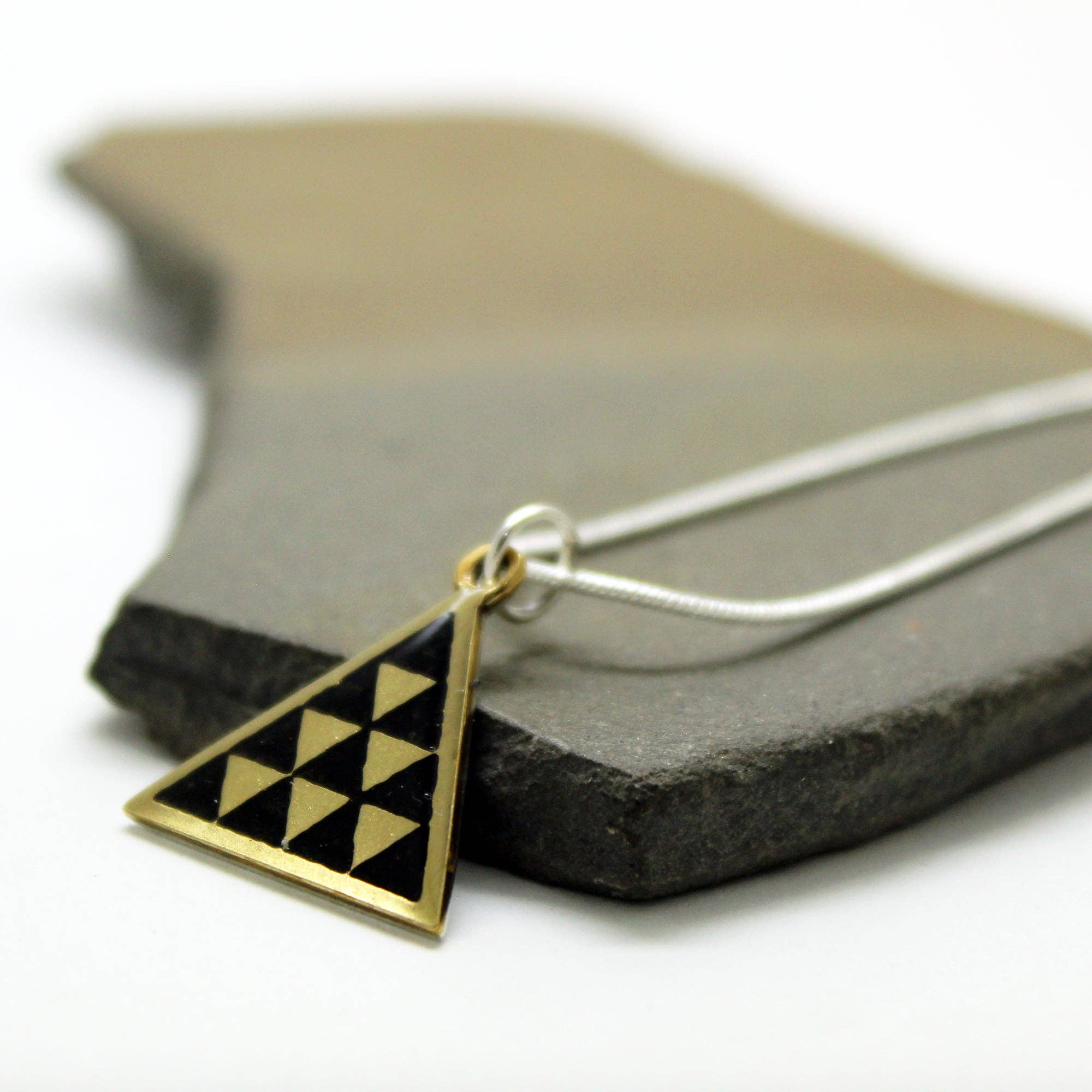 Plataica - Wholesale Pendant/Charm Necklace - Canarian Pintadera Pyramid pendant in brass and 925 silver9
