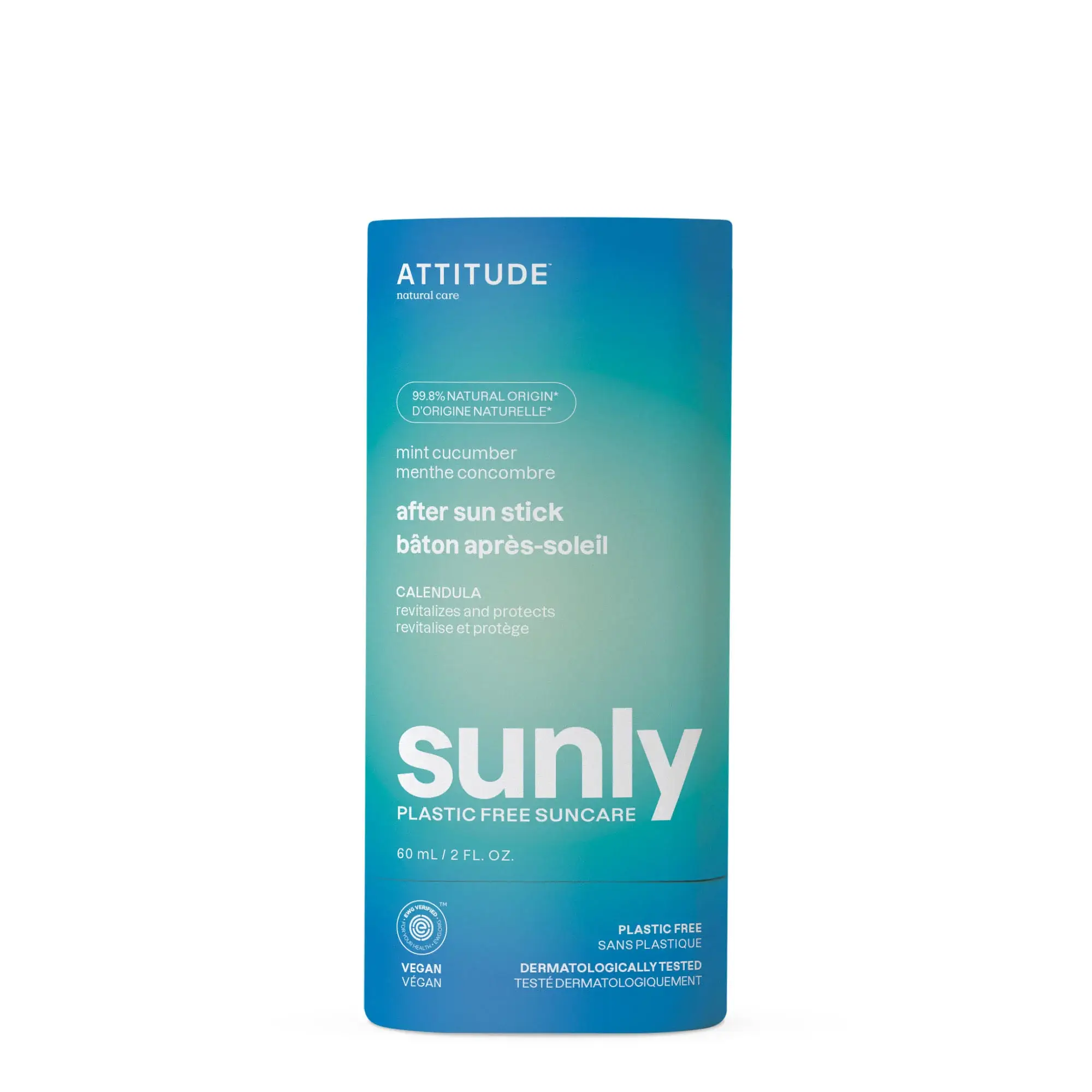 Brand Organic – wholesale After-sun/sun damage repair cream – ATTITUDE Sunly Mint & Cucumber After Sun Stick - 60g0
