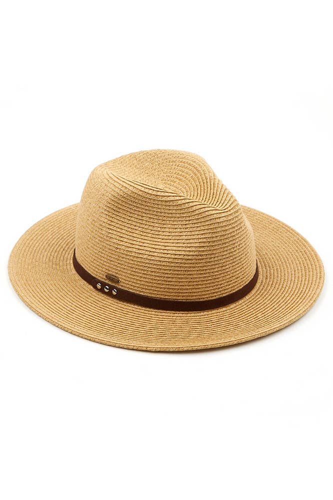 Hana - Wholesale Straw Hat - Women's - C.C Suede Band Trim Panama Sun Hat3