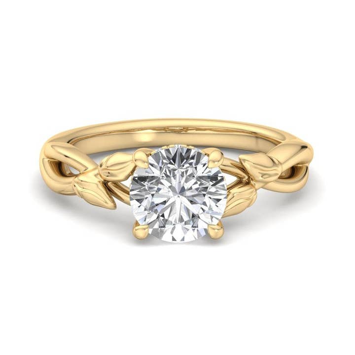 Nature-Inspired Round Lab Grown Diamond Center Engagement Ring for wholesale by Caratina