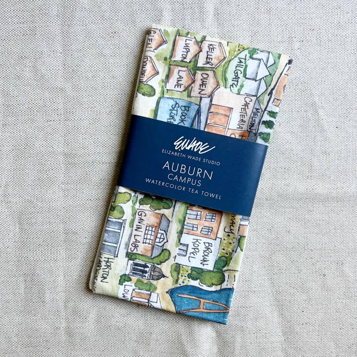 Auburn Campus Tea Towel for wholesale by Elizabeth Wade Studio