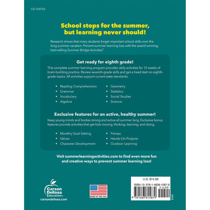 Carson Dellosa Education - Wholesale Book - Kids - Summer Bridge Activities®, Grades 7 - 8